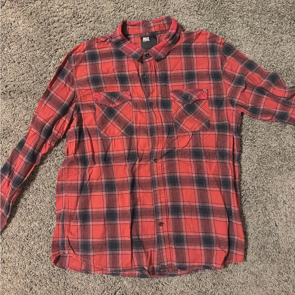 RSQ Red and Black Plaid Casual Shirt